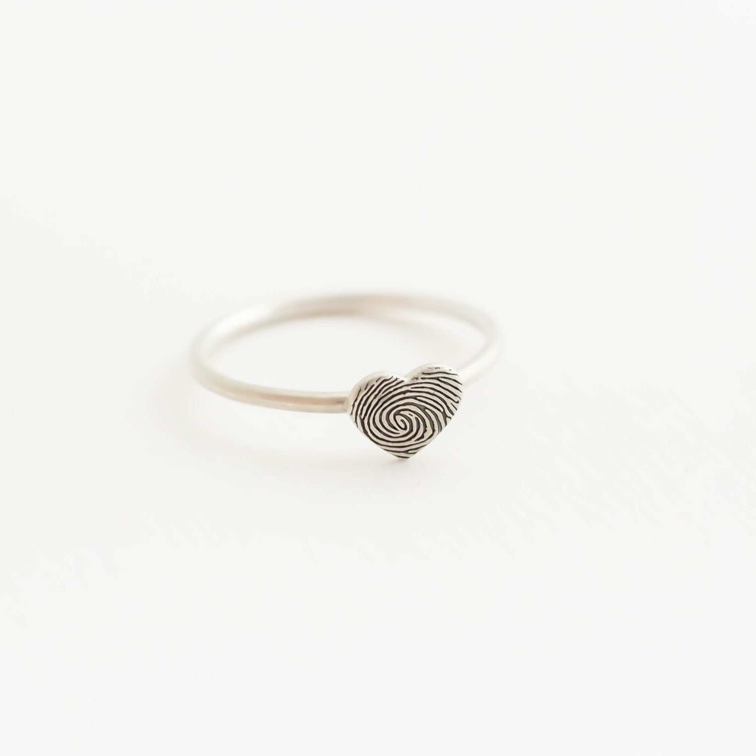Dainty Fingerprint Heart Ring Custom Children Personalized Memorial Jewelry Gift For Her Mothers Rm30