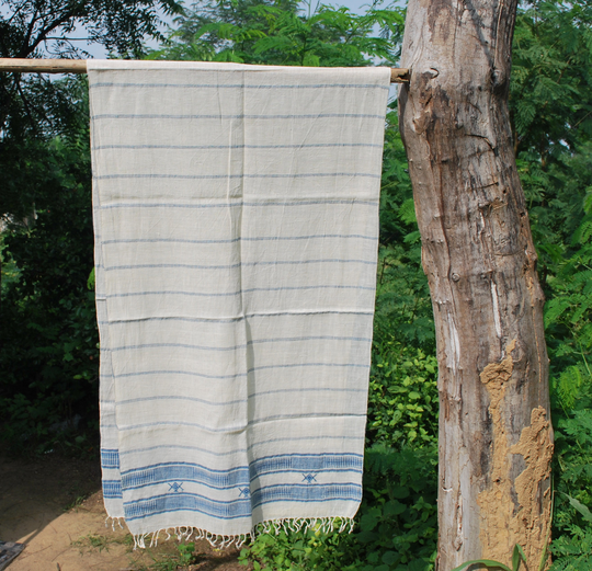 Handspun + Handwoven Organic Khadi Cotton Natural Dyed Stole