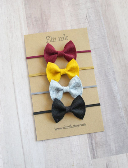 Baby Bow Headband, Hair Bows, Newborn Girl Felt Bow, Headband Set, Nylon