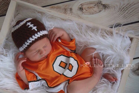 Football Newborn Hat, Beanie, Cap, Crochet Baby Football Newborn Photo Prop