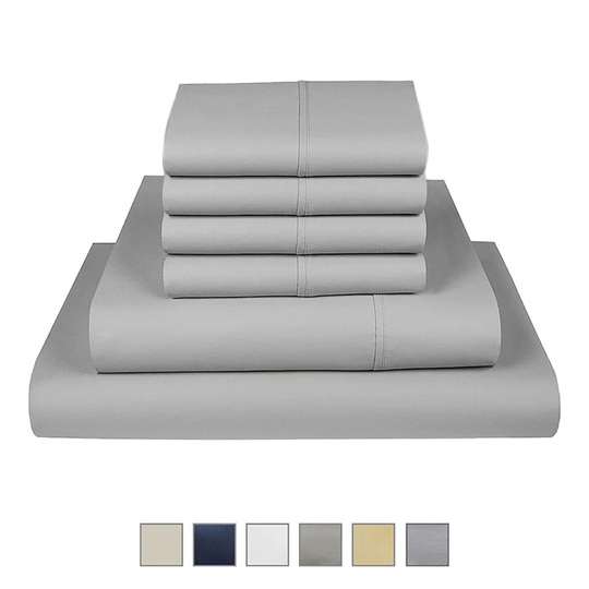 Fisher West New York Queen 750-Thread Count Cotton Polyester Blend Light Grey 4-Piece Bed Sheet in Gray | 810018901424