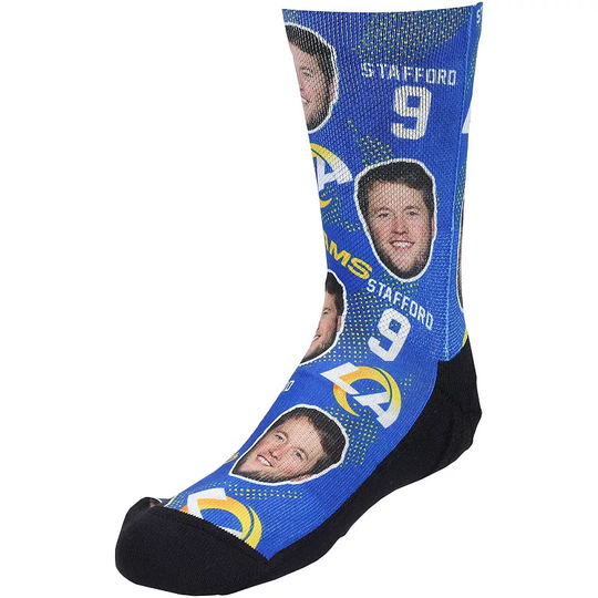 Youth Rock Em Socks Matthew Stafford Los Angeles Rams Football Guy Crew Socks, Kids Unisex, LAR Team