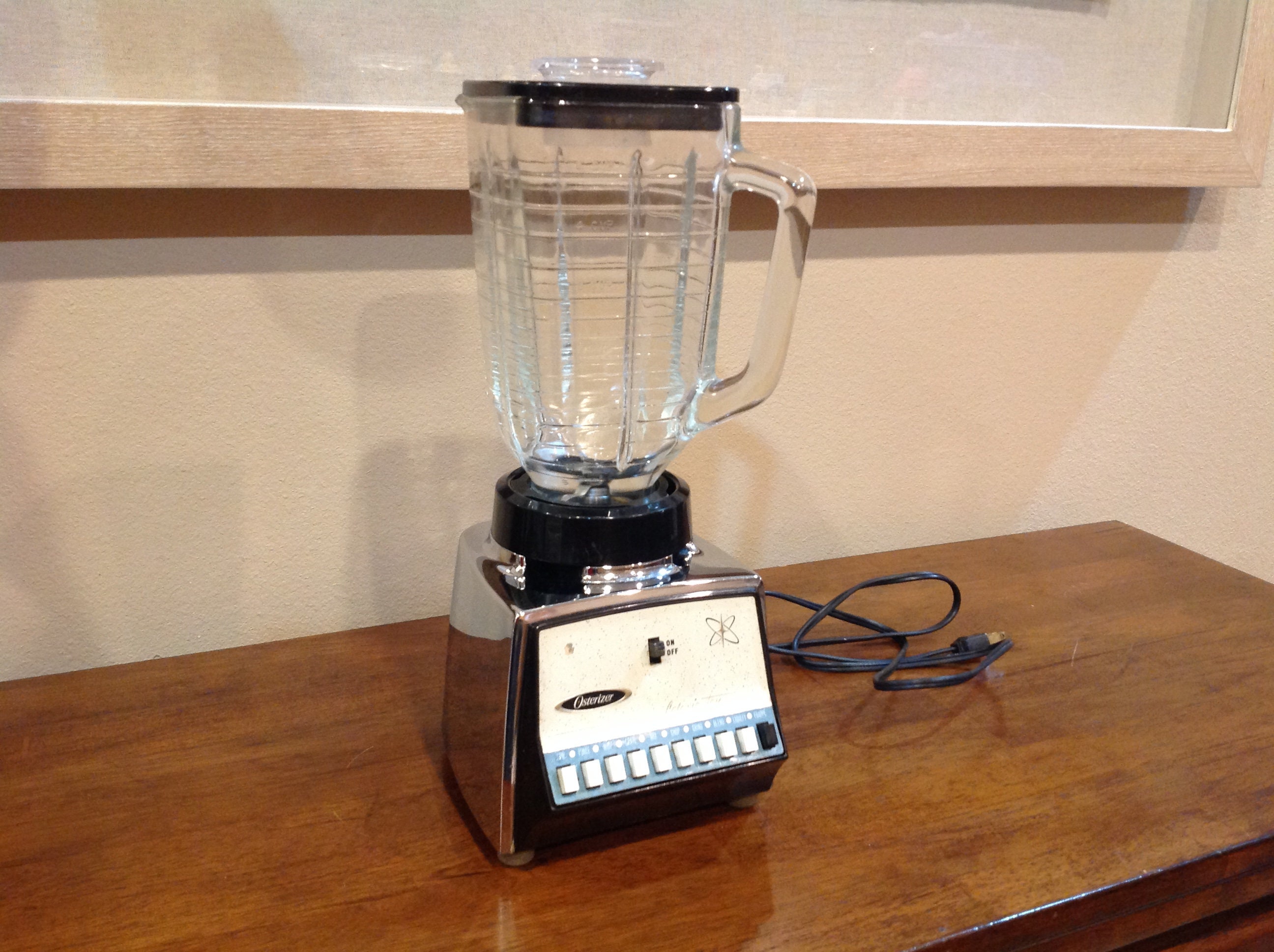 Vintage Osterizer Atomic Blender/Aqua & Chrome Galaxie Ten Made in Usa