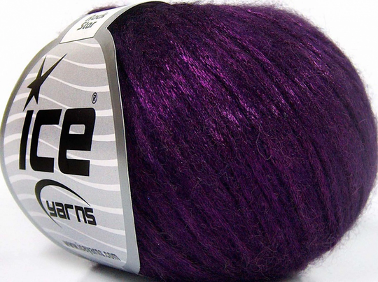 8Pk Rock Star 64459, Shiny Metallic Purple Yarn, Wool Blend, Worsted, Dark Purple, Wholesale Discount Ice Yarn