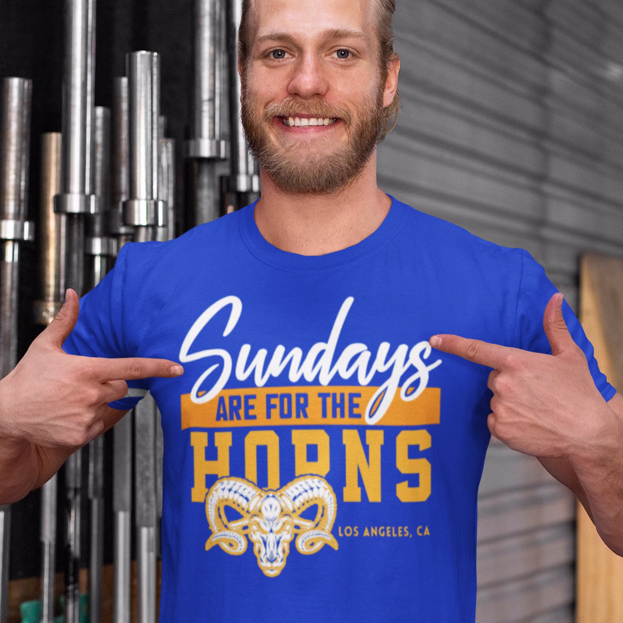 Sundays Are For The Horns Shirt Vintage Rams Style Classic La Football Dri-Power Unisex Adult Fit T-Shirt Tee - Made in Usa, Gameday Gifts