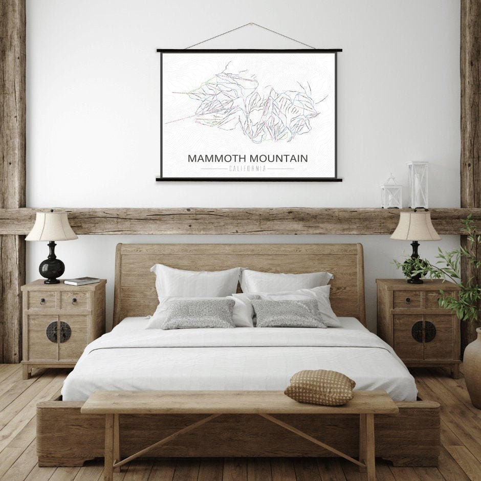 Mammoth Mountain California Ski Trail Map | Hanging Canvas Of Printed Marketplace