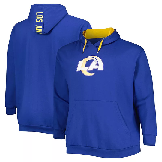 Men's Royal Los Angeles Rams Big & Tall Logo Pullover Hoodie, Size: 3XLT, Blue