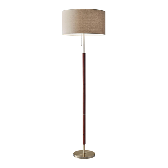 Wood and Antique Brass Hamilton Floor Lamp: Brown - Metal by World Market