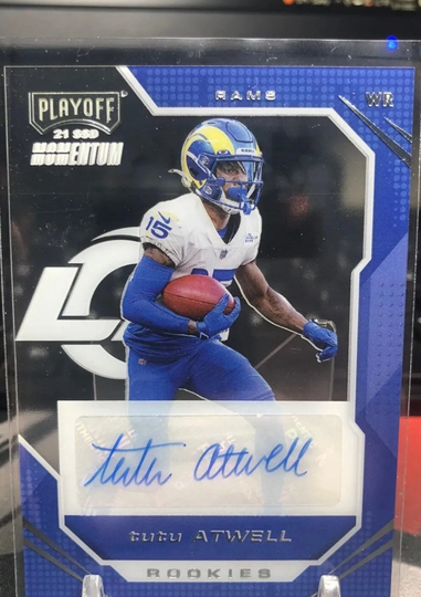 Tutu Atwell 2021 Rookie Card Nfl Panini Playoff Momentum Autograph Clear Mint Collectible Rams Star Wr Christmas Gift For Him Or Her