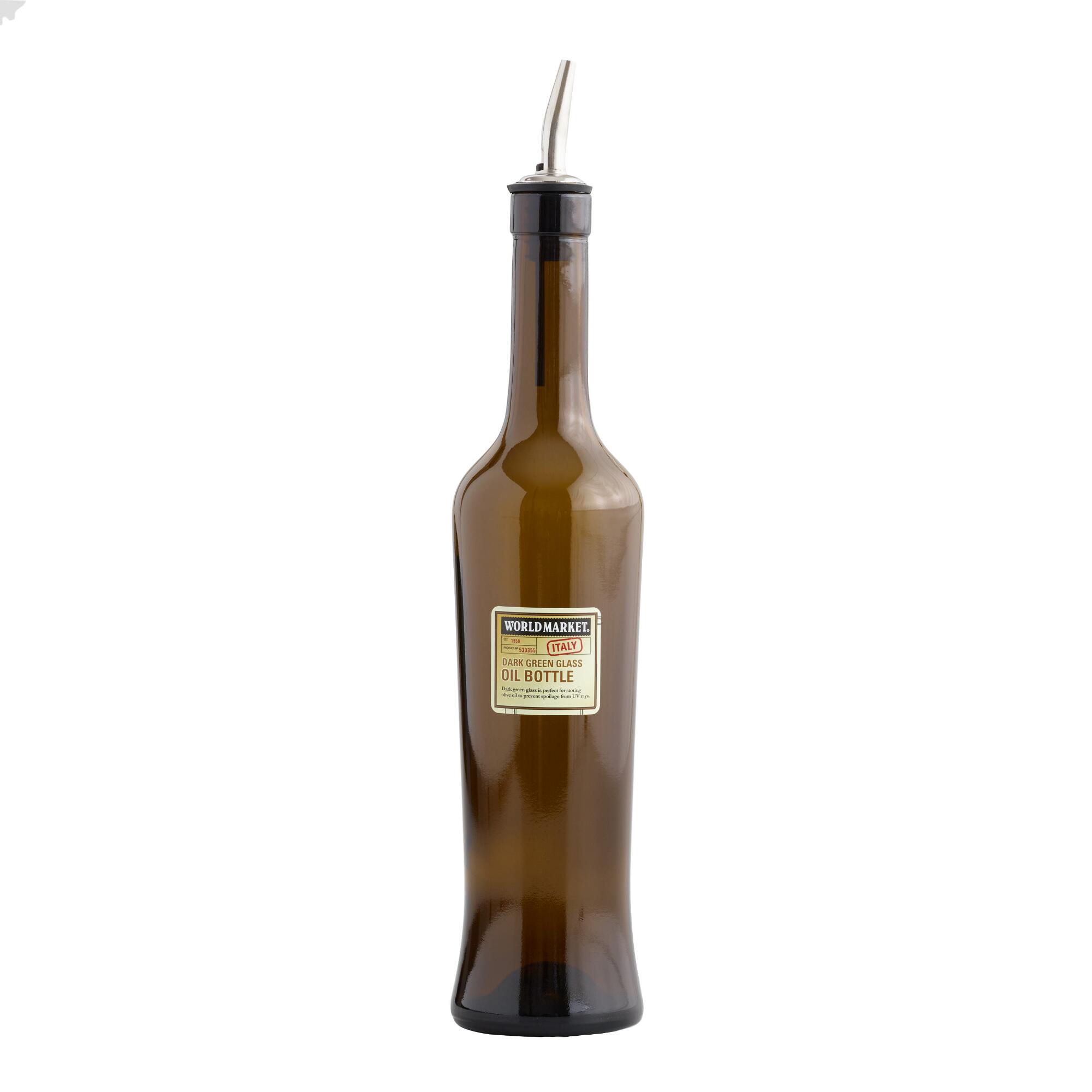 Dark Glass Oil Bottle with Pour Spout: Green by World Market