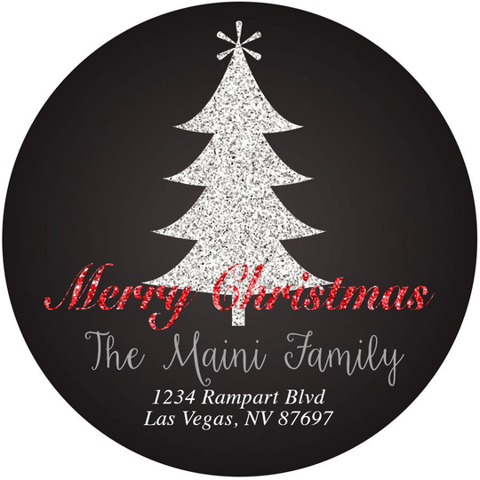 Merry Christmas Gift Labels, Personalized Sticker Labels Size 2.25" Tree