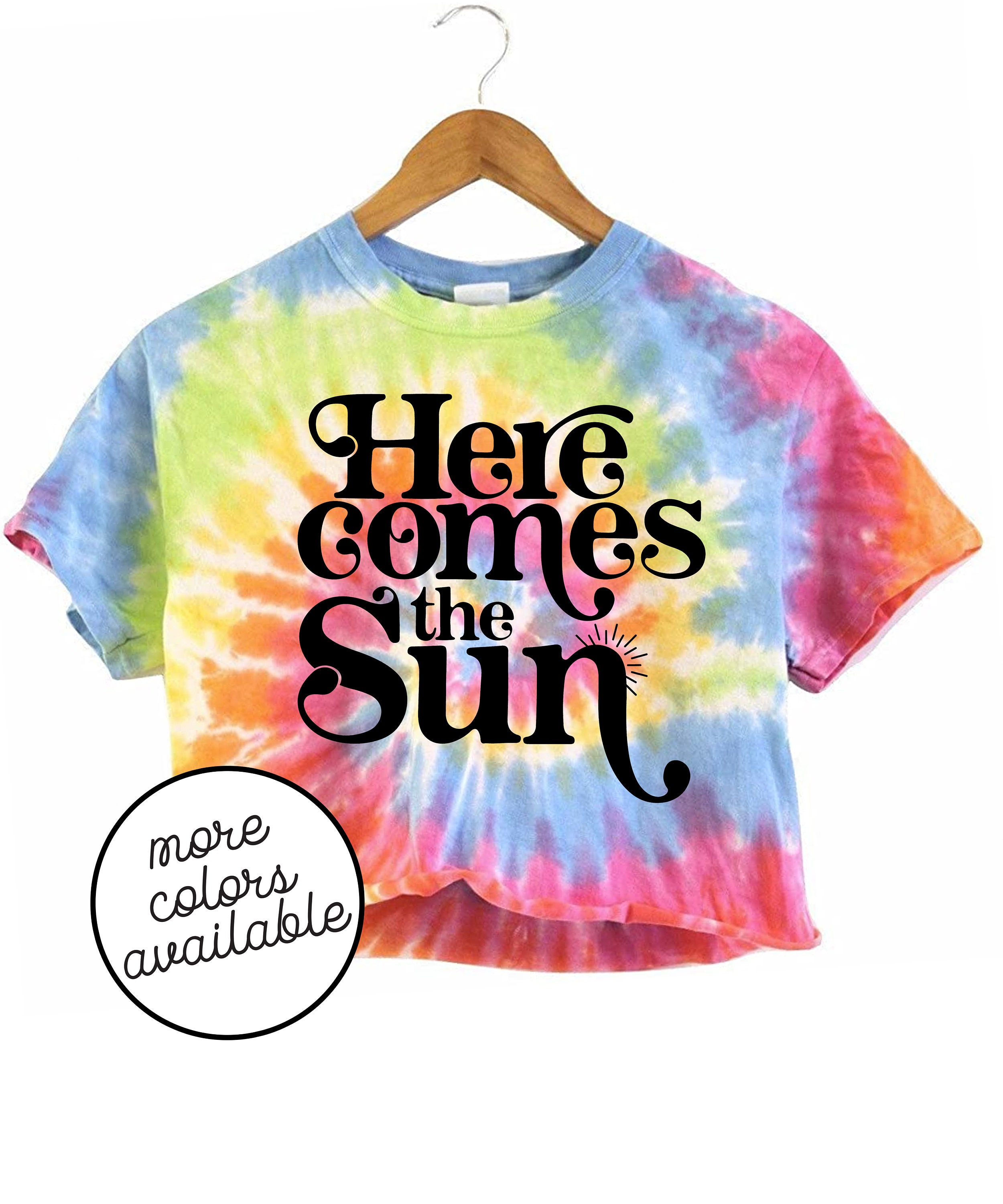Here Comes The Sun Cropped Tie Dye Tee - Cute Trending Tops