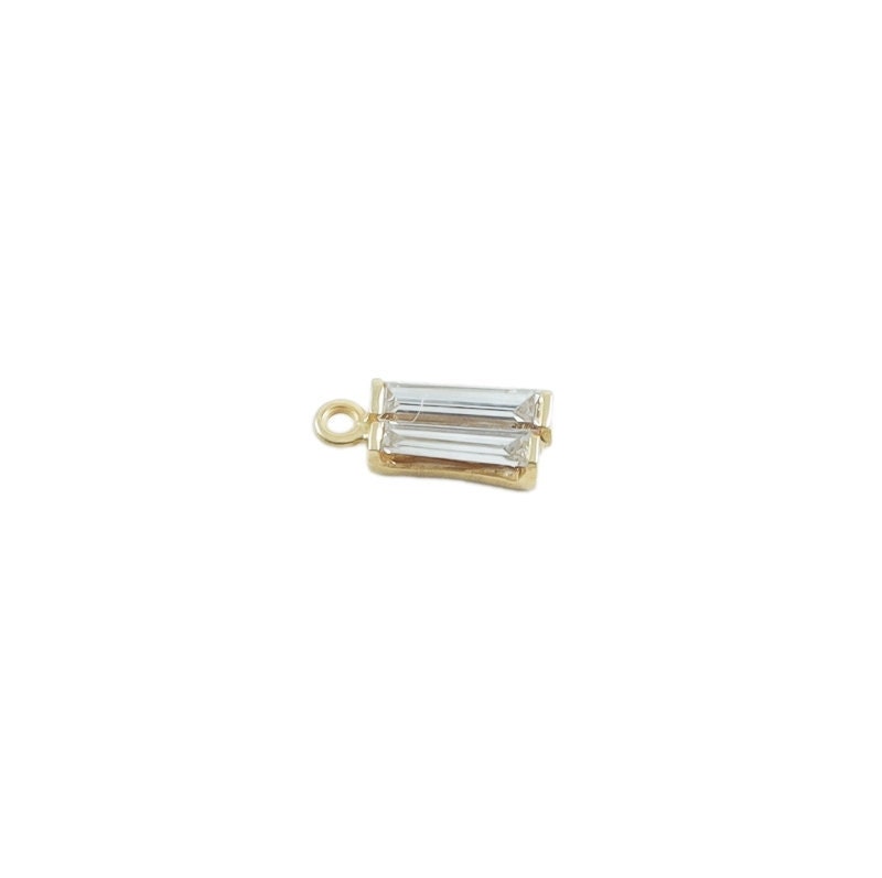 Baguette Cut Diamond Charms in 18K Solid Gold, Necklace Charms, Women, Gold Designer's Choice , Diamond Pendant