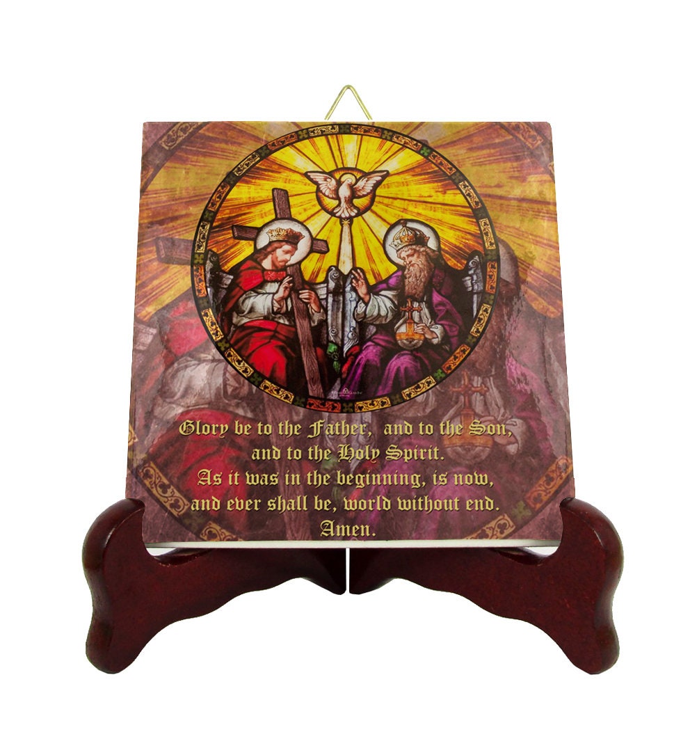 Catholic Gift Glory Be To The Father Catholic Prayer - Ceramic Tile Handmade in Italy Holy Spirit Jesus Christ God Art