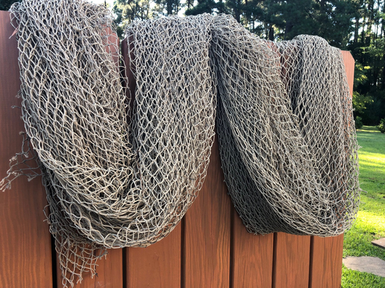 Authentic Fish Netting - 15 Ft X Heavy Knotted Vintage Old Used Fishing Net Recycled, Repurposed, Reclaimed Fishnet Nautical