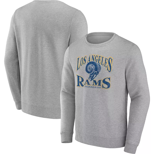 Men's Fanatics Branded Heathered Charcoal Los Angeles Rams Playability Pullover Sweatshirt, Size: 4XL, Grey