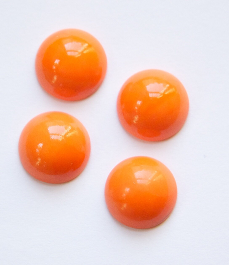 Vintage Opaque Orange Glass Cabochons 13mm Cab704x