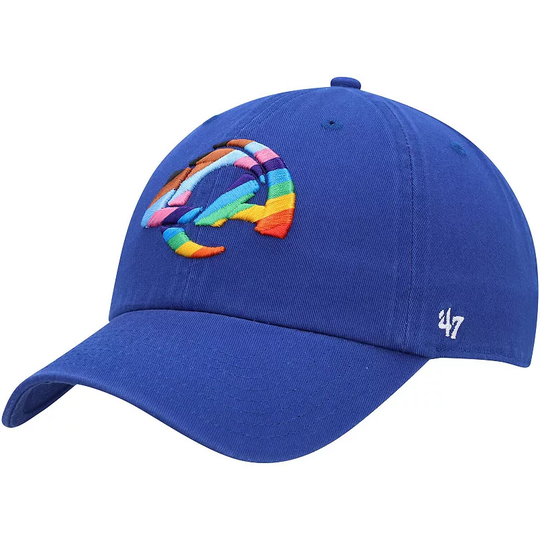 Men's '47 Royal Los Angeles Rams Pride Clean Up Adjustable Hat, Blue