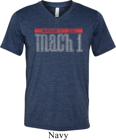 Ford Mustang 50 Years Mach 1 Tri Blend V-Neck Tee T-Shirt 19239E2-C3415