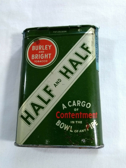 Vintage Burley Bright Half & Tobacco Tin, Tax Stamp