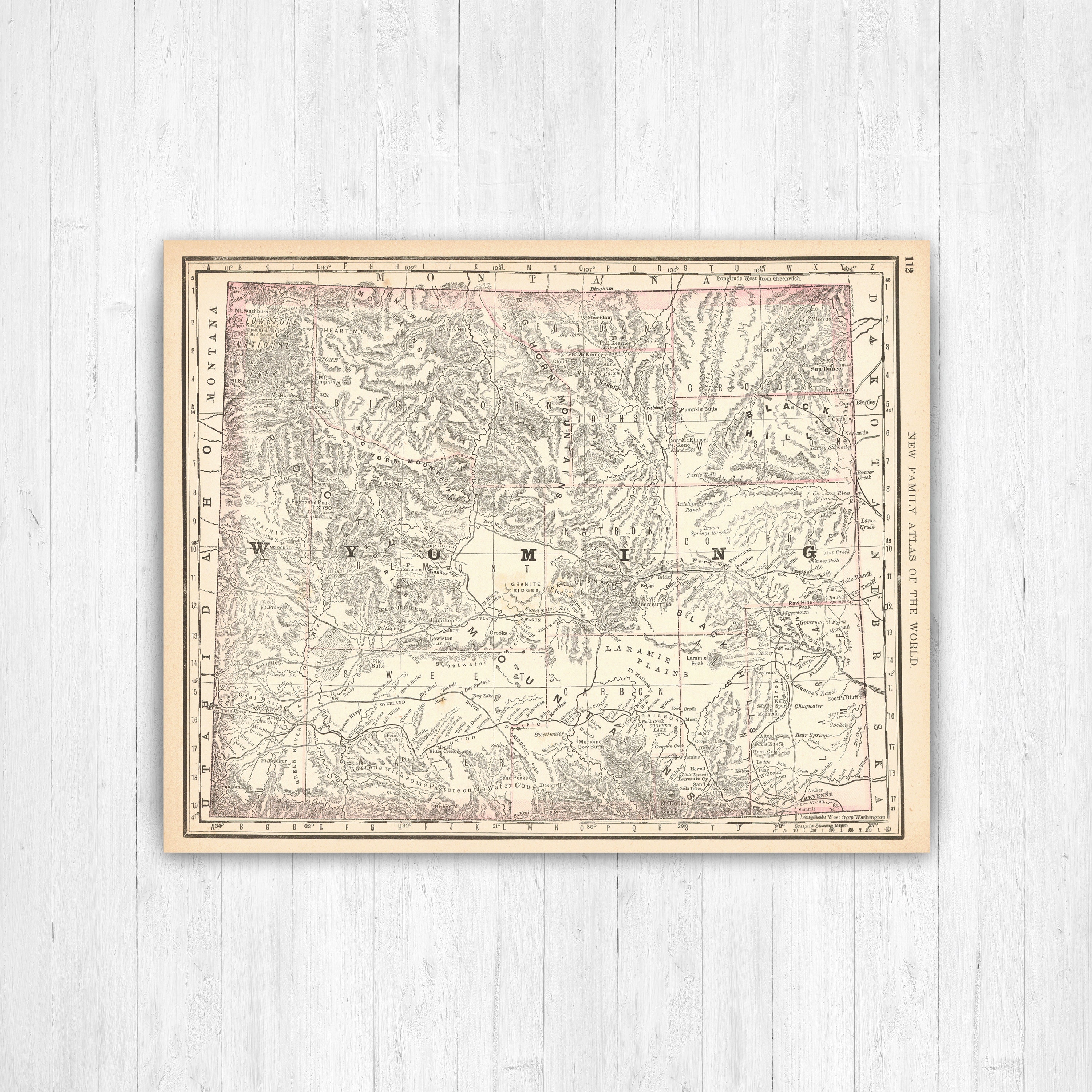Wyoming Antique Color State Map Print | Canvas Art Printed Marketplace