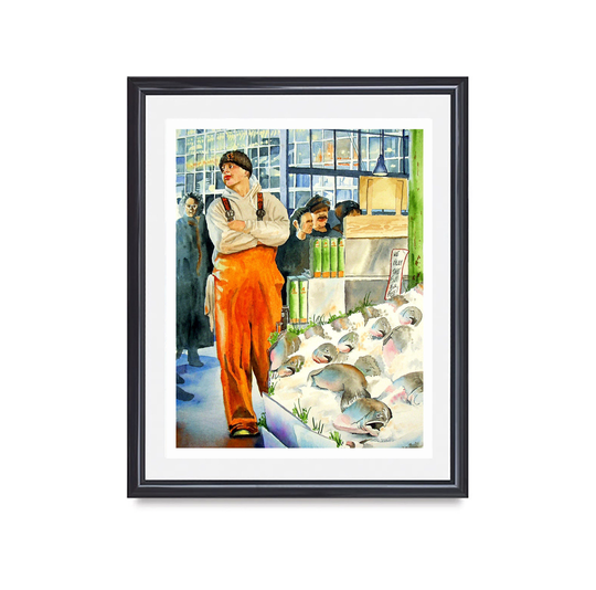 Kitchen Fine Art, Fish Store Print, Painting, Northwest Seattle Wall Market Print, Pike Place