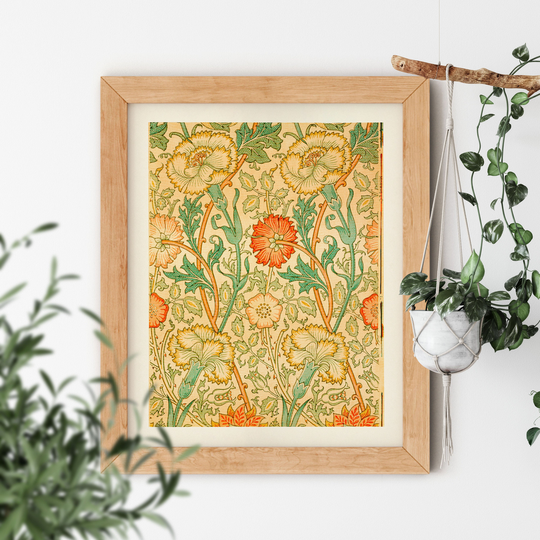 Pink & Rose Vintage Illustration By William Morris 1834-1896 Famous Allover Cute Pattern Gallery Artwork Small Or Big Size Weird Design