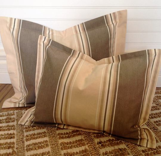 Tan & Brown Cabana Stripe Pillow Cover