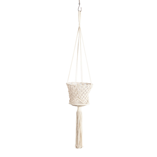 Cotton Macrame Basket Plant Hanger by World Market