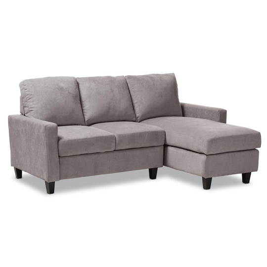 Baxton Studio Greyson Modern Grey Polyester/Blend Sectional in Gray | 144-8757-LW