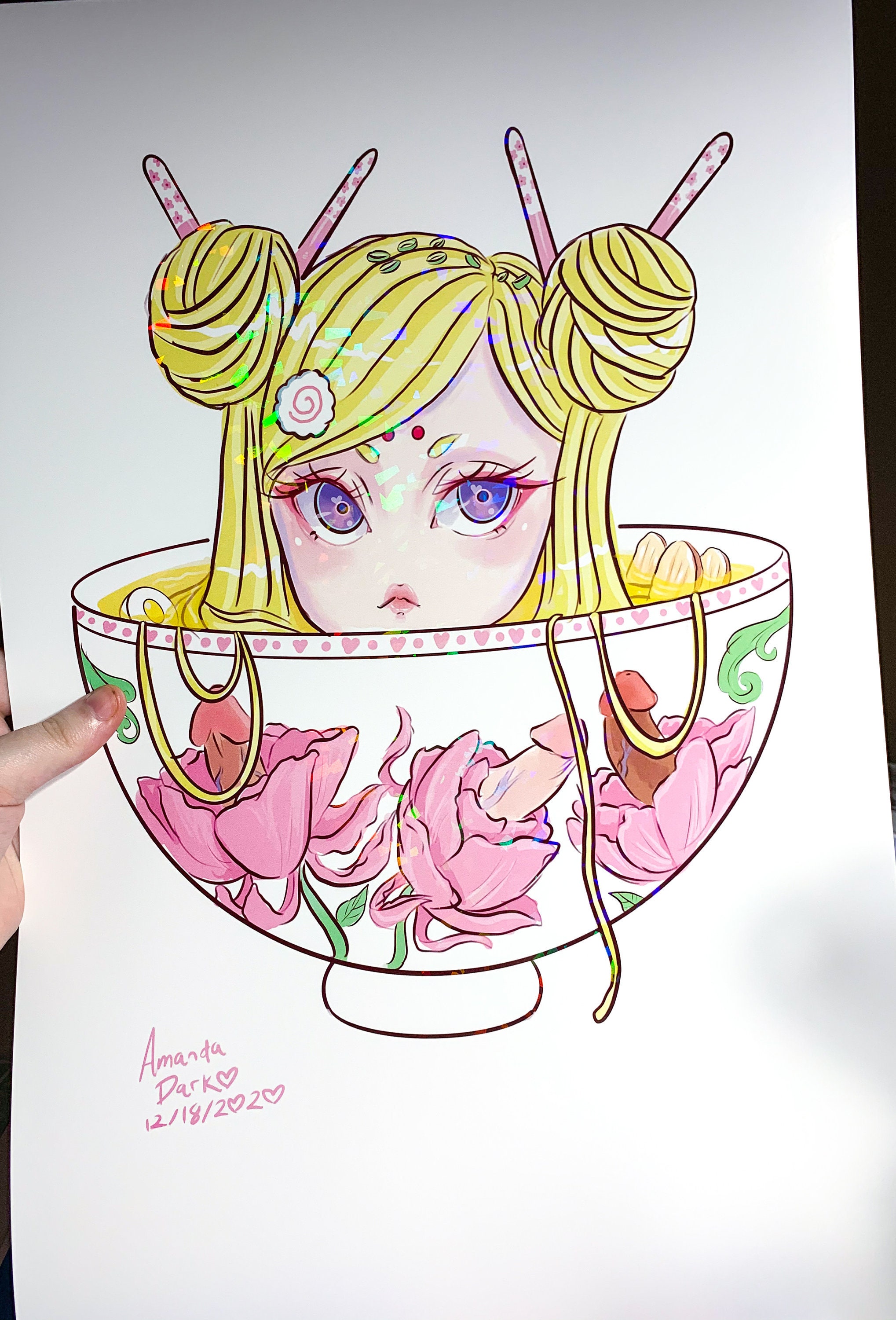 Chibi Ramen-Chan Holographic Print