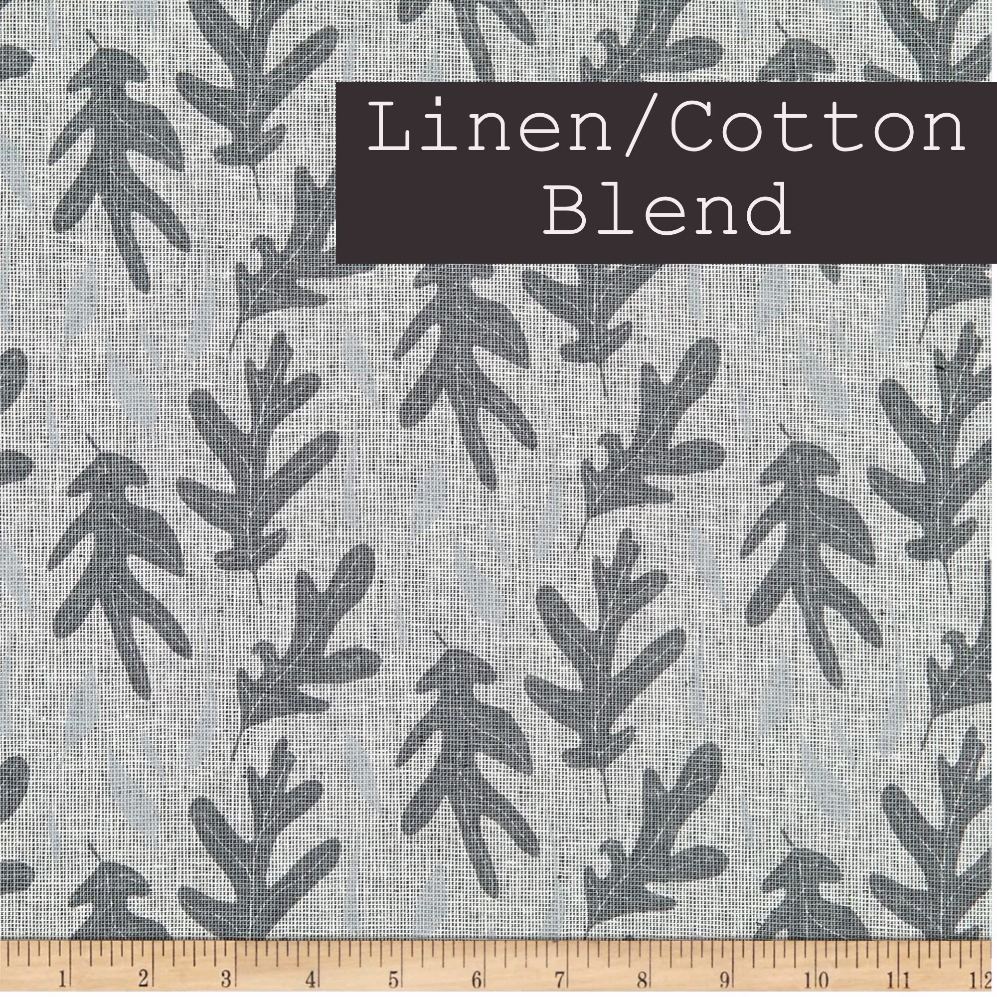 Oak Leaves in Charcoal - From Quarry Trail By Anna Graham For Robert Kaufman Fabrics 55/45% Linen Cotton Blend Quilting Fabric