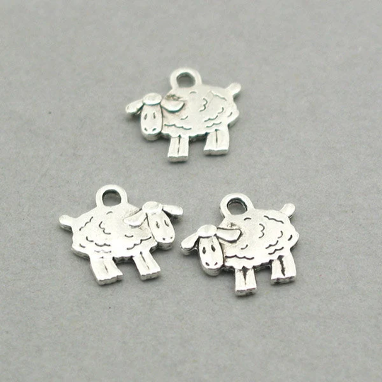 Sheep Charms, Ram Pendant Beads, Up To 16 Pcs, Antique Silver 14x14mm cm0957S