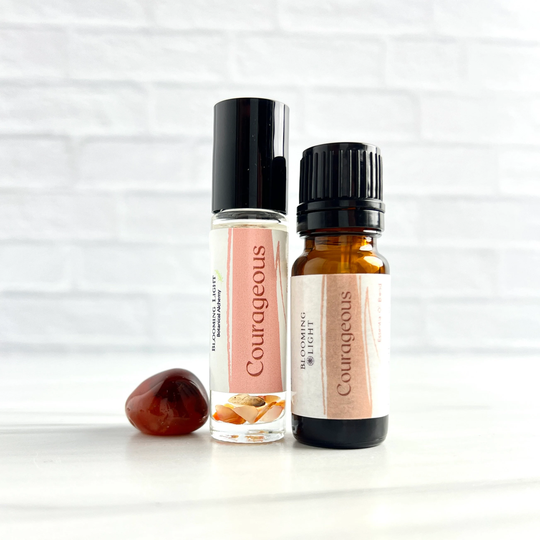 Courageous Essential Oil Blends | Crystal Infused Aromatherapy For Stress Relief Available in Pure Or Roller