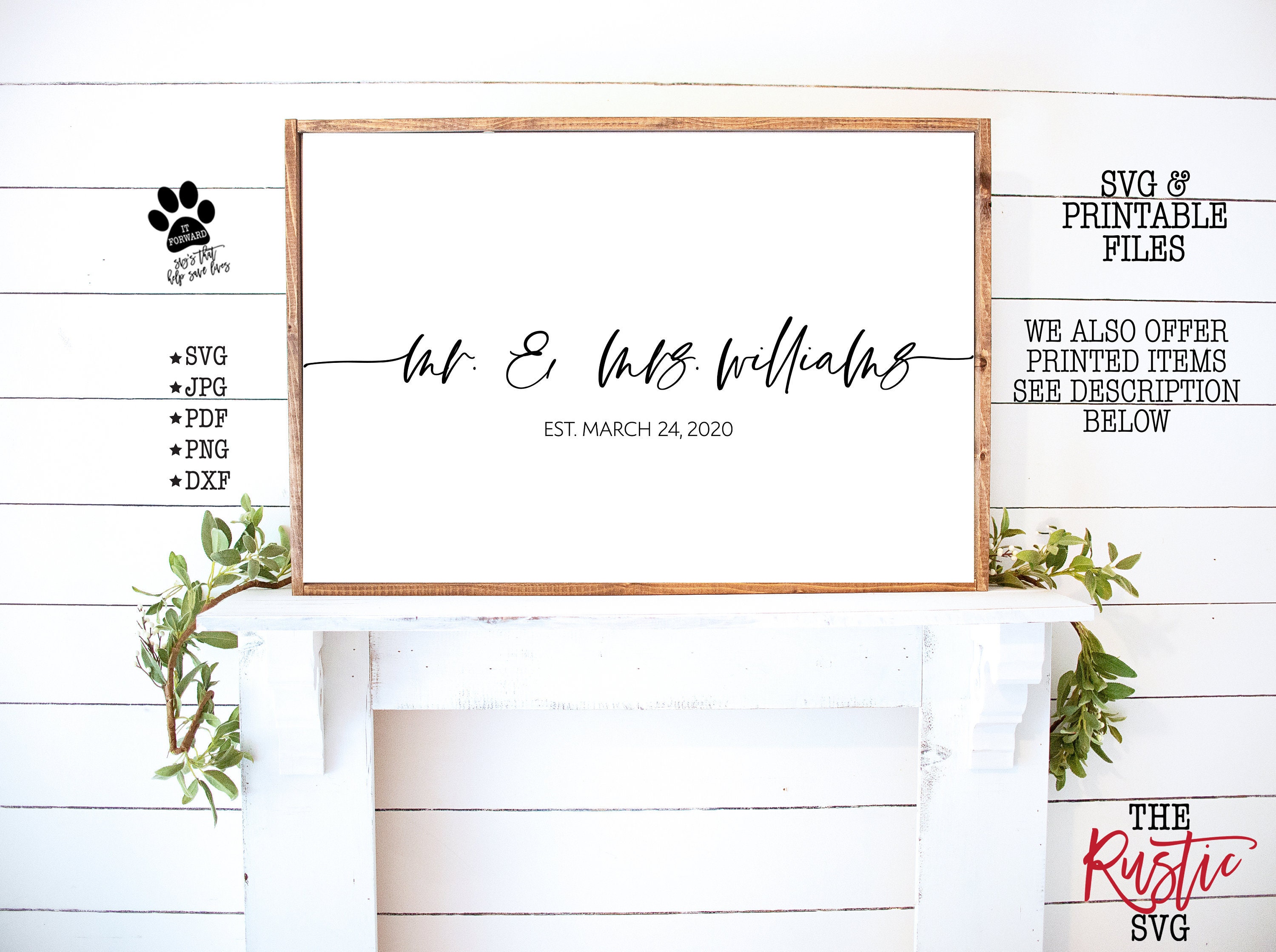 Mr & Mrs Personalized Established Sign, Printable Wedding Svg, 032