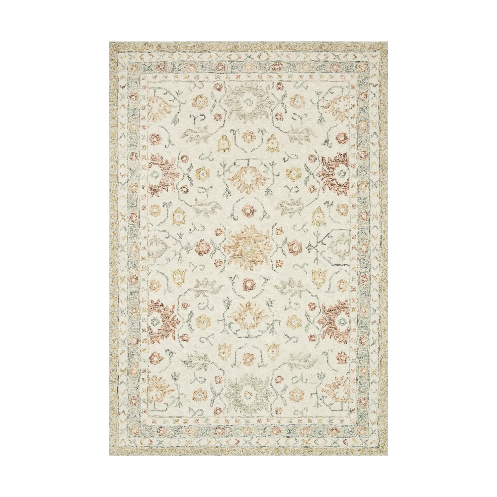 Ivory and Orange Wool Nina Area Rug: Orange/White - 4' x 6' by World Market