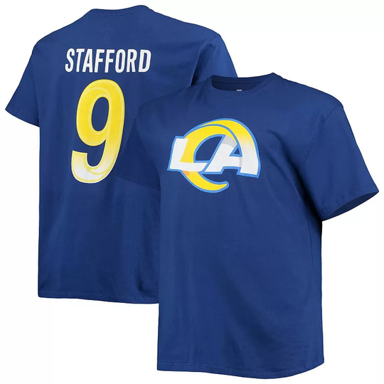 Men's Fanatics Branded Matthew Stafford Royal Los Angeles Rams Big & Tall Player Name & Number T-Shirt, Size: 6XB, Blue