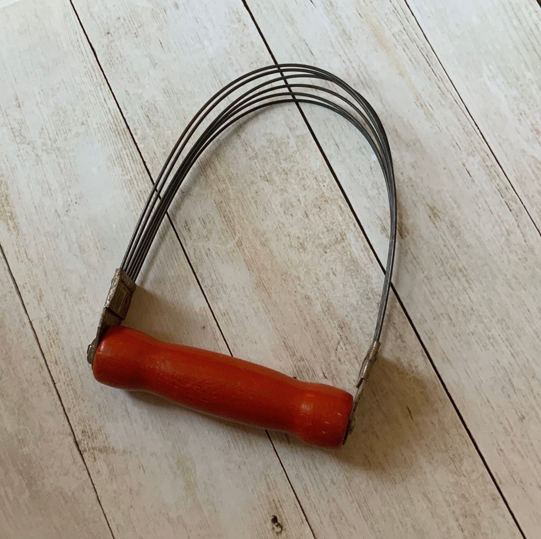 Vintage Pastry Blender, Androck, Red Wood Handle, Rustic Kitchen Utensil, Gadget, Farmhouse Kitchen, 1940S, Usa