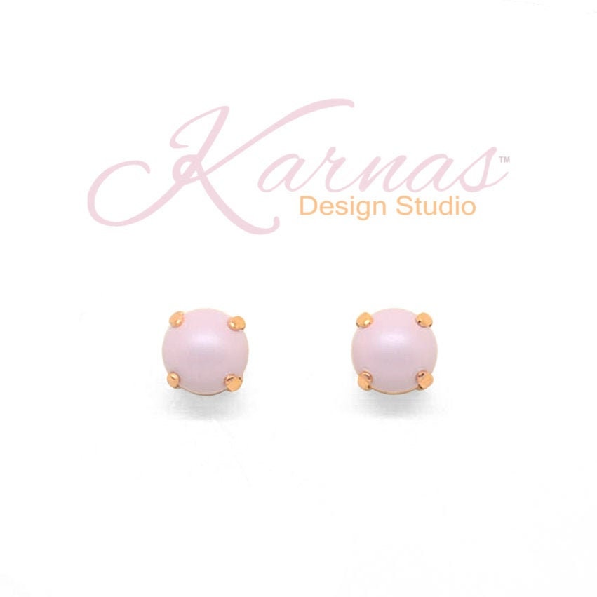 Pastel Rose Pearl 8mm Stud Or Drop Earrings K.d.s. Premium Crystal Pearl Pick Your Finish Karnas Design Studio Free Shipping