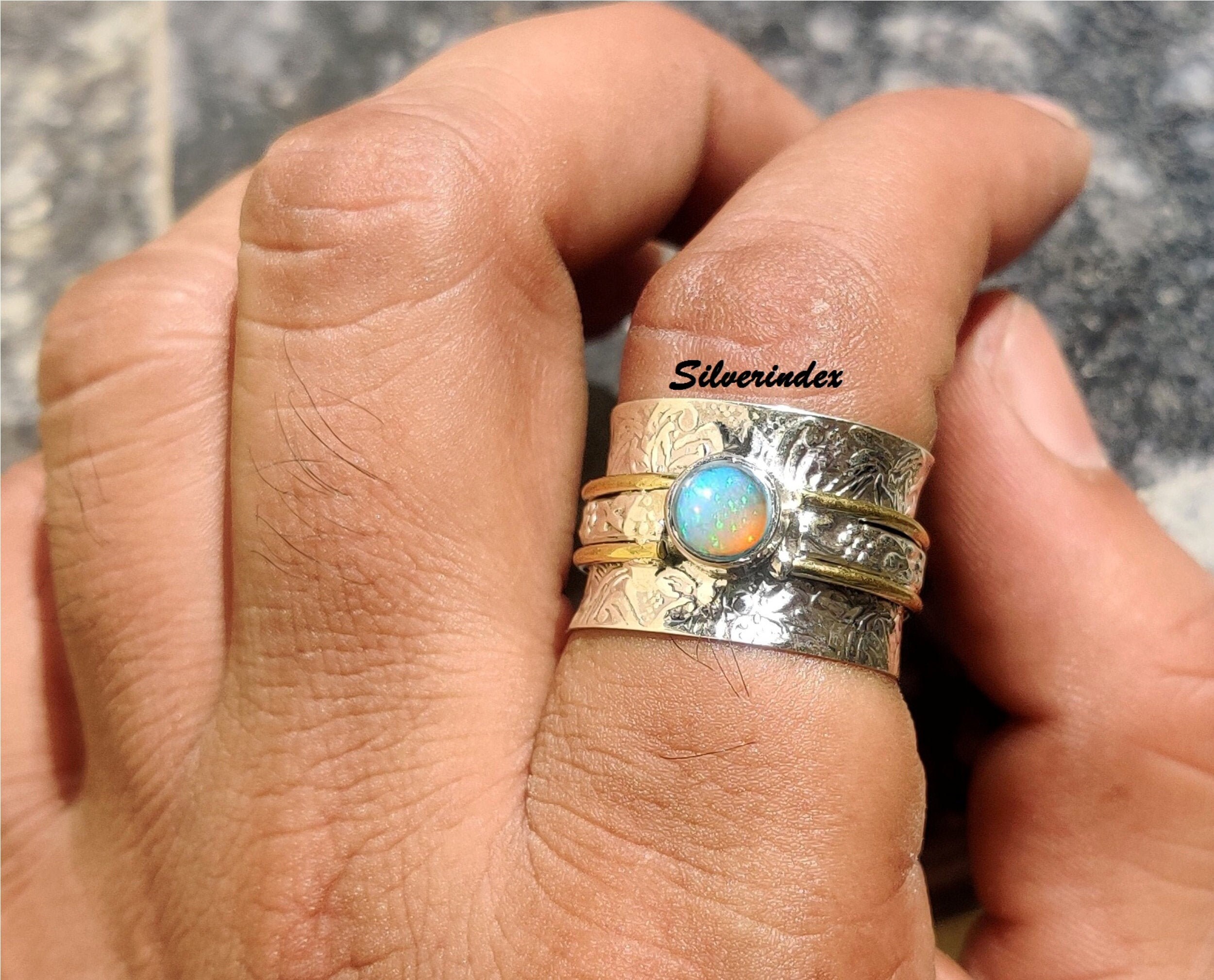 Opal Ring, Silver 925 Sterling Silver, Handmade Gemstone Wedding Engagement Gift For Her