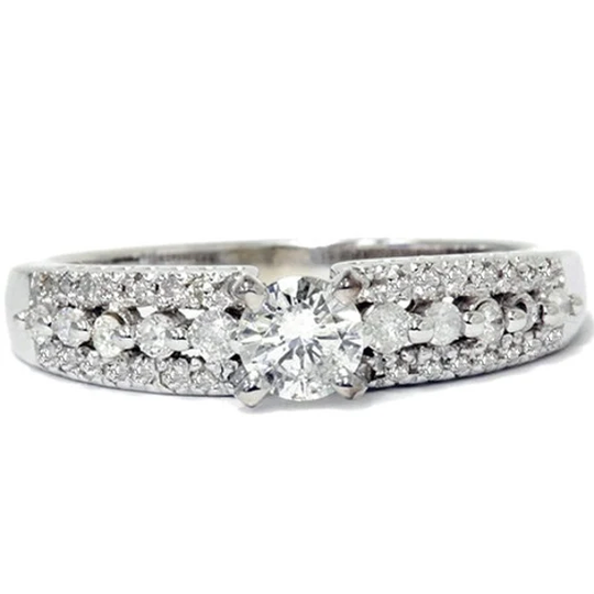 Diamond Engagement Ring .85Ct 14K White Gold