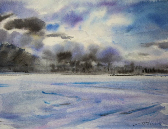 Landscape From Friend's Home No.3, Limited Edition Of 50 Fine Art Giclee Prints My Original Watercolor