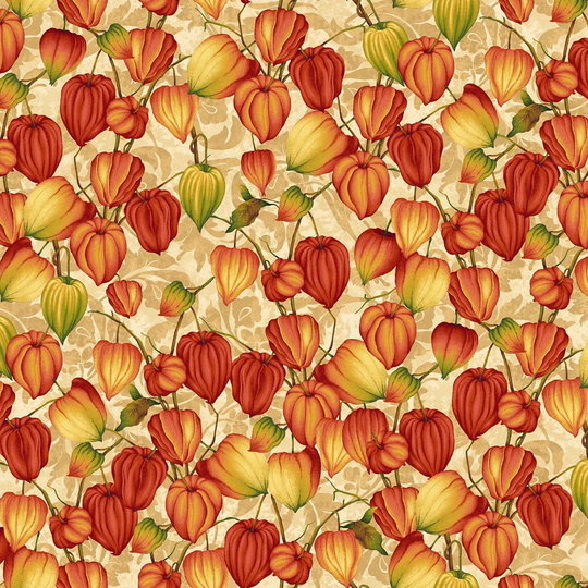 Autumn Flourish Chinese Lantern Flower Fabric By Studio-E Cotton Tonals Blender Colorwall Support Essential Basics Yardage & Fat Quarters