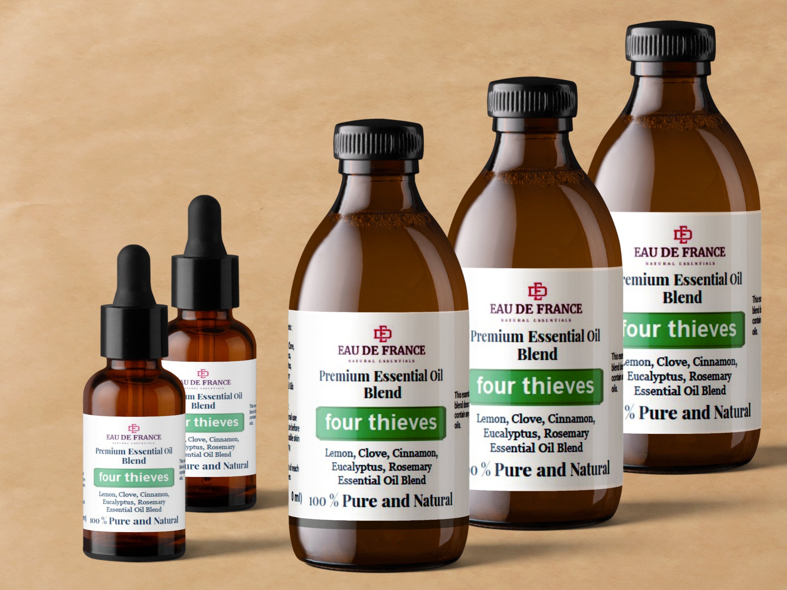 Four Thieves Essential Oil Blend, Bandit's Oil, Lemon Clove Cinnamon Eucalyptus Rosemary