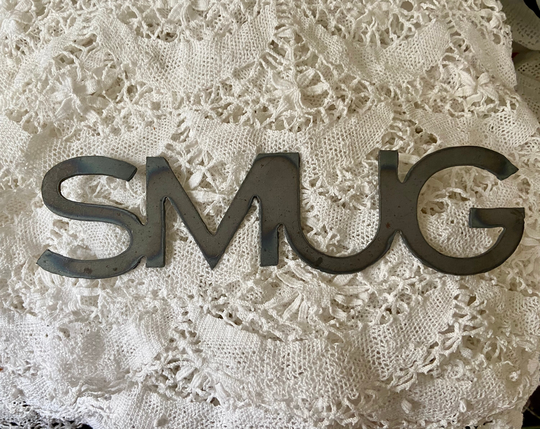 Industrial Decor, Funny Wall Vintage Metal, Unique Gift, Smug, Sign, Metal Word, Cutout, Man Cave, Office