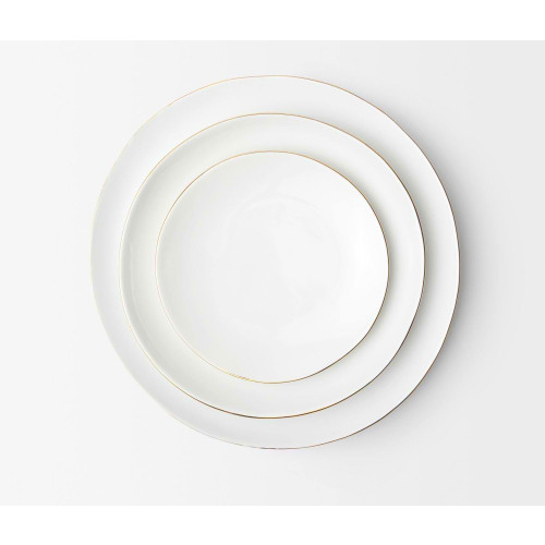 Blue Pheasant Julianna White Dinner Plate With Gold Trim, Pack Of 4