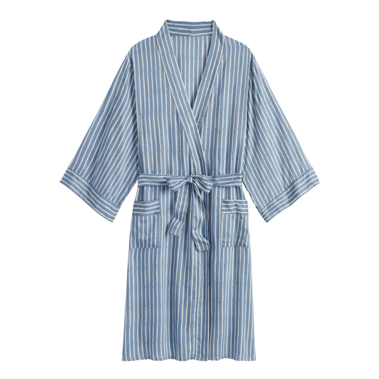 Blue and White Chambray Stripe Julian Robe by World Market