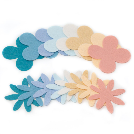 36 Julia Wool Blend Felt Die Cut Applique Flowers - Spring Vacation Colors