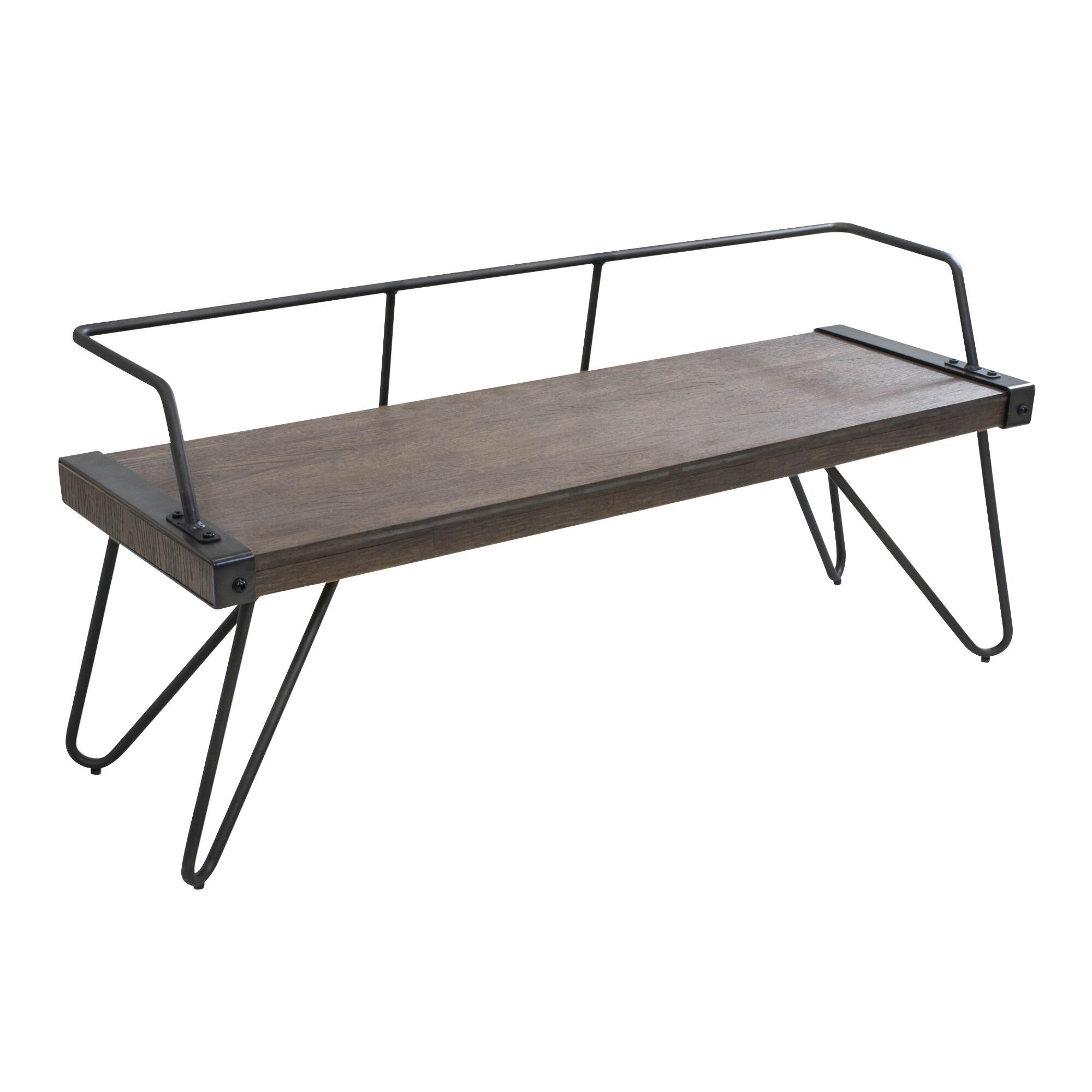 Industrial Metal and Walnut Wood Cassie Bench by World Market