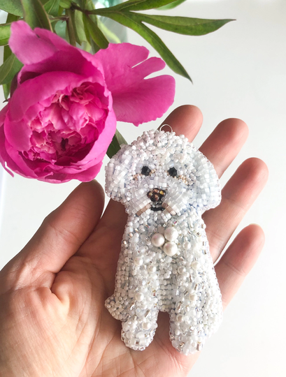 Custom Pet Portrait, Beaded Dog Ornaments